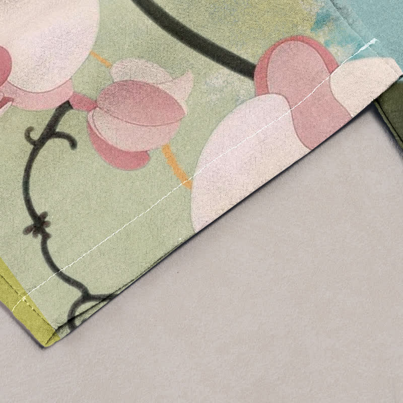 Buddha Stones Damesbroek met elastische Taille en Zakken , gemaakt van katoen met orchideeënprint. - image 1