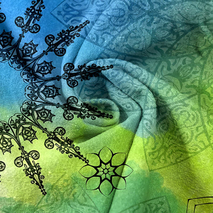 Buddha Stones Damesbroek met elastische Taille , Zakken en katoenen print met mandala-verloop. - image 2
