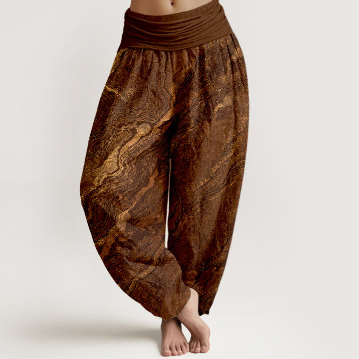 Buddha Stones Dames harembroek van 100% Cotton katoen met elastische tailleband en ribbels - Sienna - US16, UK/AU20, EU48 (3XL) - image 5