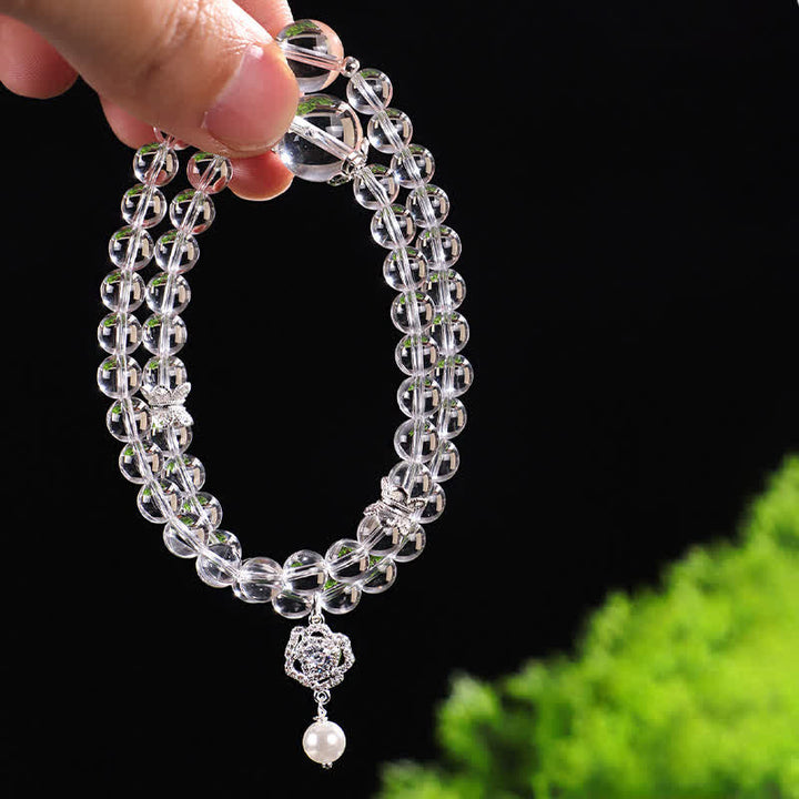 Buddha Stones Armband van natuurlijk helder kwarts met parelmoerglans - image 9