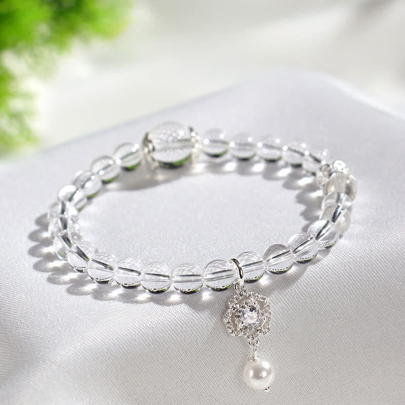 Buddha Stones Armband van natuurlijk helder kwarts met parelmoerglans - image 3
