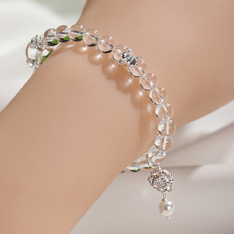 Buddha Stones Armband van natuurlijk helder kwarts met parelmoerglans - image 4