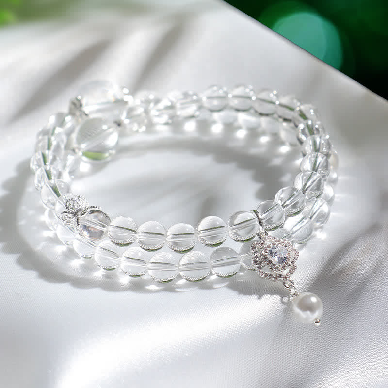 Buddha Stones Armband van natuurlijk helder kwarts met parelmoerglans - image 8