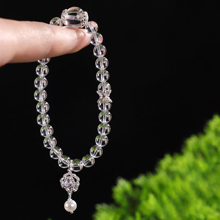 Buddha Stones Armband van natuurlijk helder kwarts met parelmoerglans - image 2
