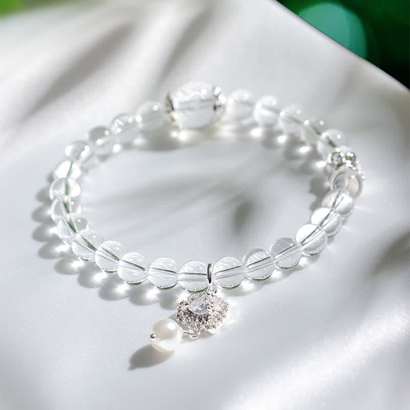 Buddha Stones Armband van natuurlijk helder kwarts met parelmoerglans - image 1