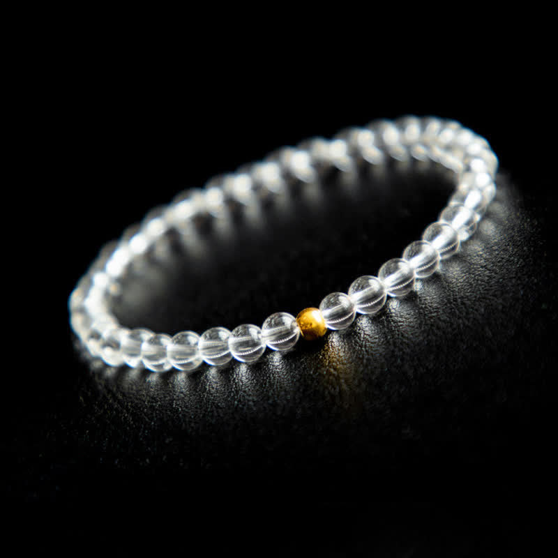 Buddha Stones Armband van natuurlijk helder kwarts (4 mm) - Helder kwarts (Polsomtrek: 14-15 cm) - image 0