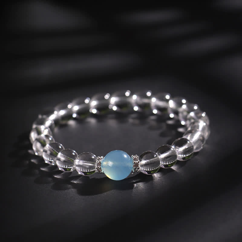 Buddha Stones Helende Armband van helder kwarts en aquamarijn - 8mm helder kwarts (Polsomtrek: 15-16 cm) - image 0