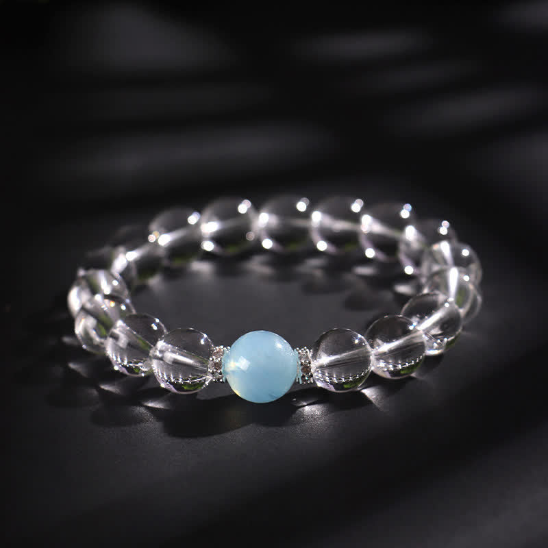 Buddha Stones Helende Armband van helder kwarts en aquamarijn - 10mm helder kwarts (Polsomtrek: 16-17 cm) - image 2