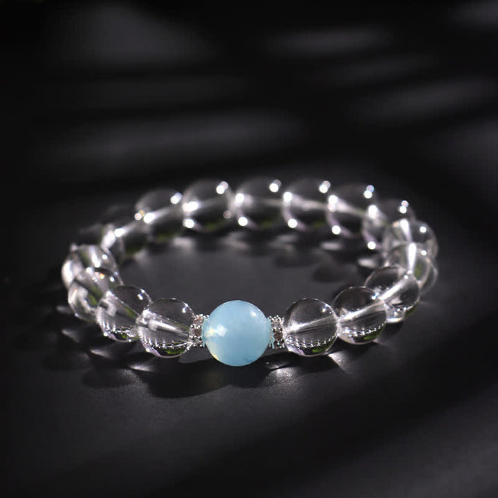 Buddha Stones Helende Armband van helder kwarts en aquamarijn - 10mm helder kwarts (Polsomtrek: 16-17 cm) - image 2