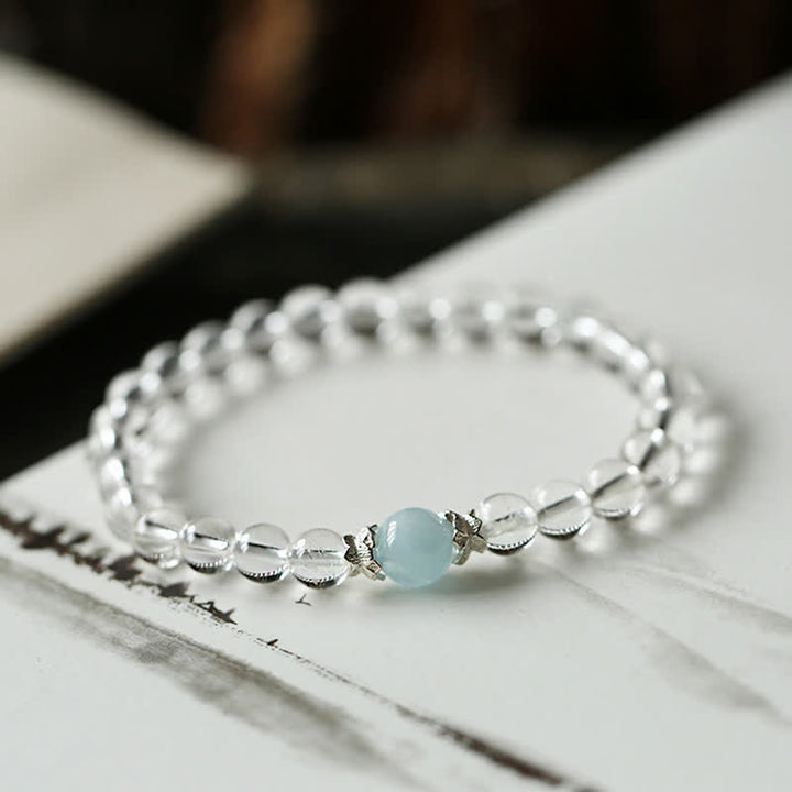 Buddha Stones Armband van natuurlijk helder kwarts en aquamarijn. - image 1