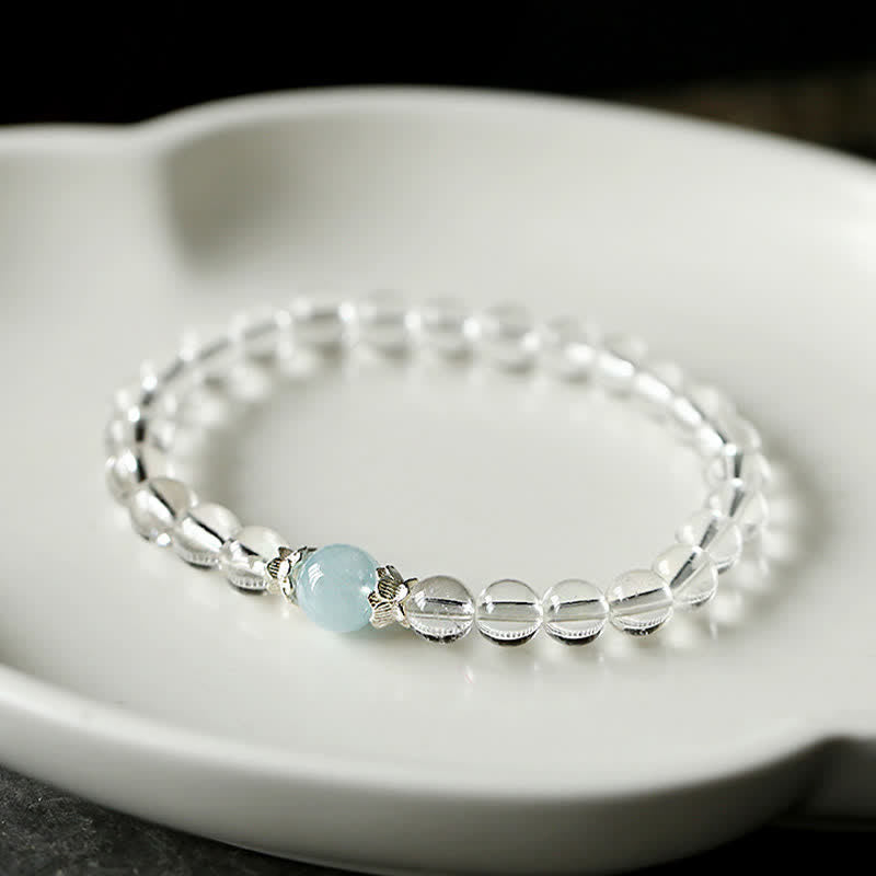 Buddha Stones Armband van natuurlijk helder kwarts en aquamarijn. - image 2