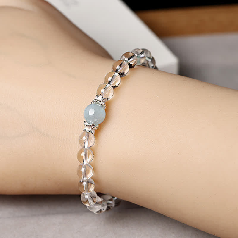 Buddha Stones Armband van natuurlijk helder kwarts en aquamarijn. - image 3