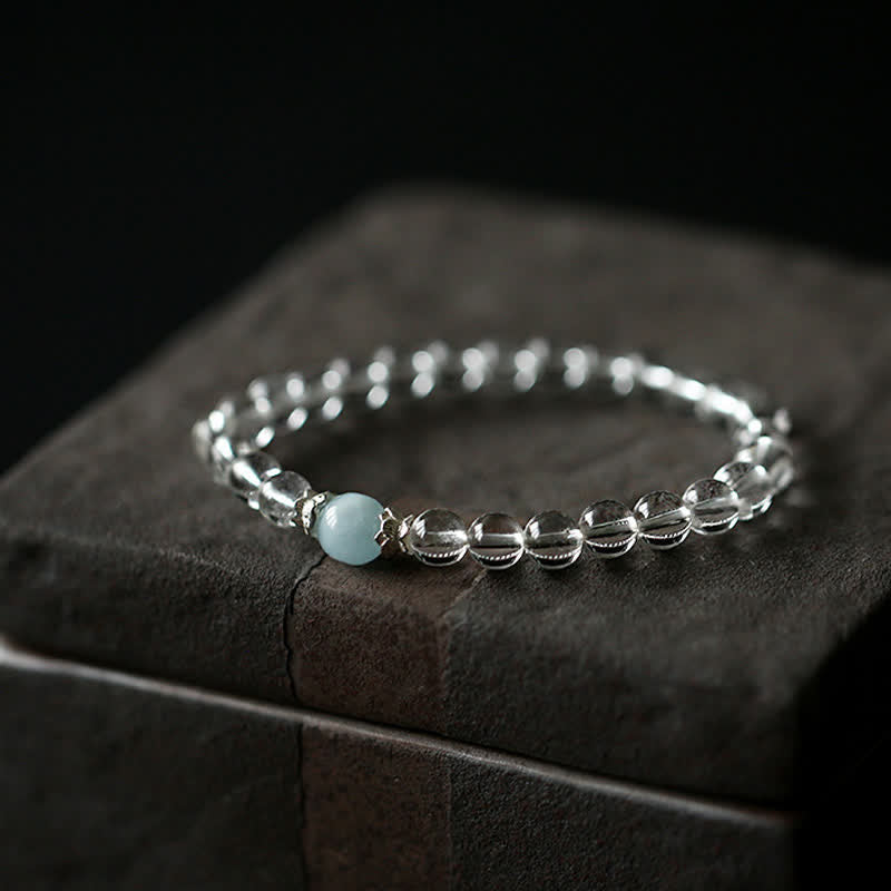 Buddha Stones Armband van natuurlijk helder kwarts en aquamarijn. - Helder kwarts (Polsomtrek: 14-15 cm) - image 0