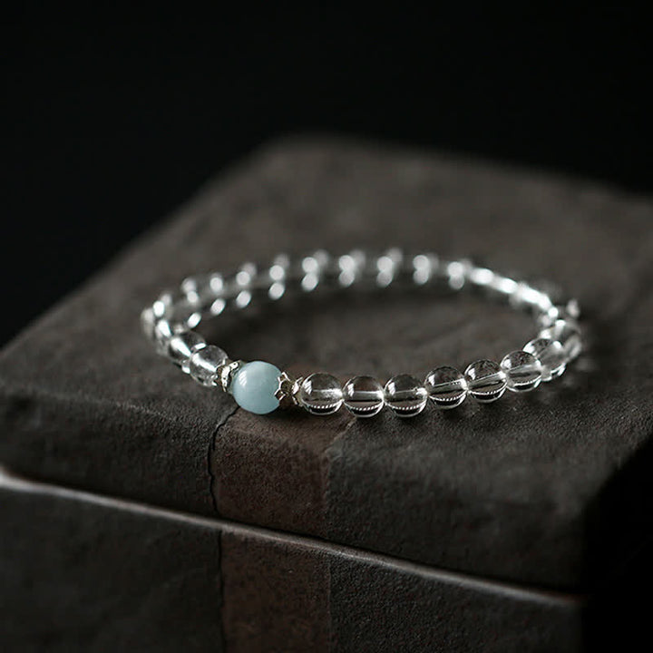 Buddha Stones Armband van natuurlijk helder kwarts en aquamarijn. - Helder kwarts (Polsomtrek: 14-15 cm) - image 0