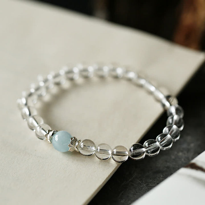 Buddha Stones Armband van natuurlijk helder kwarts en aquamarijn. - image 7