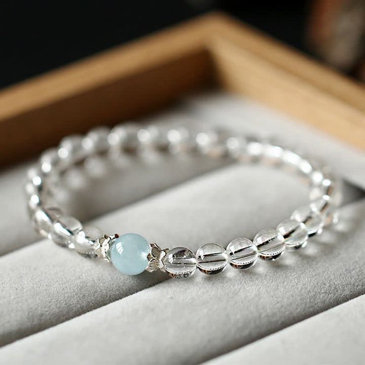 Buddha Stones Armband van natuurlijk helder kwarts en aquamarijn. - image 4
