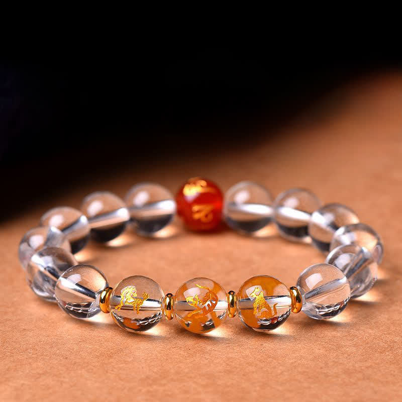 Buddha Stones Heldere kwarts Chinese dierenriem helende Armband - image 0