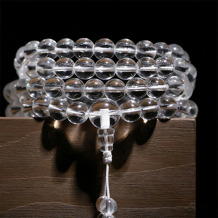 Buddha Stones 108 heldere kwartskralen beschermende Mala - 8mm helder kwarts - image 0