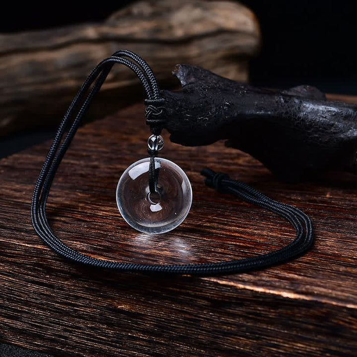 Buddha Stones Natuurlijke heldere kwarts vredesgesp beschermingskoord Ketting - 33 mm helder kwarts - image 0