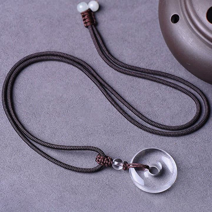 Buddha Stones Natuurlijke heldere kwarts vredesgesp beschermingskoord Ketting - image 1