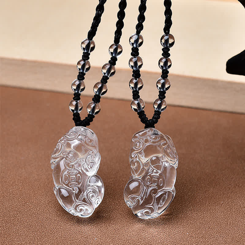 Buddha Stones Natuurlijke heldere kwarts PiXiu Clarity kralen Ketting - image 8