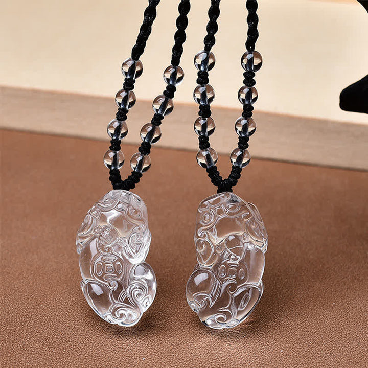 Buddha Stones Natuurlijke heldere kwarts PiXiu Clarity kralen Ketting - image 8
