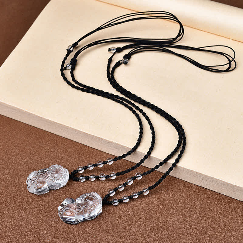 Buddha Stones Natuurlijke heldere kwarts PiXiu Clarity kralen Ketting - image 9