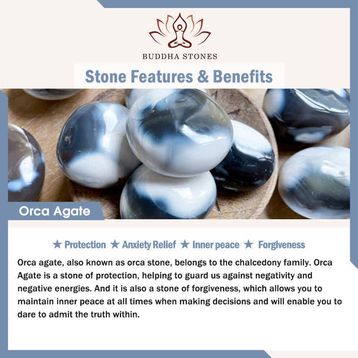 Buddha Stones Orca Agaat Yin Yang Harmonie Ronde Kralen Armband - image 4