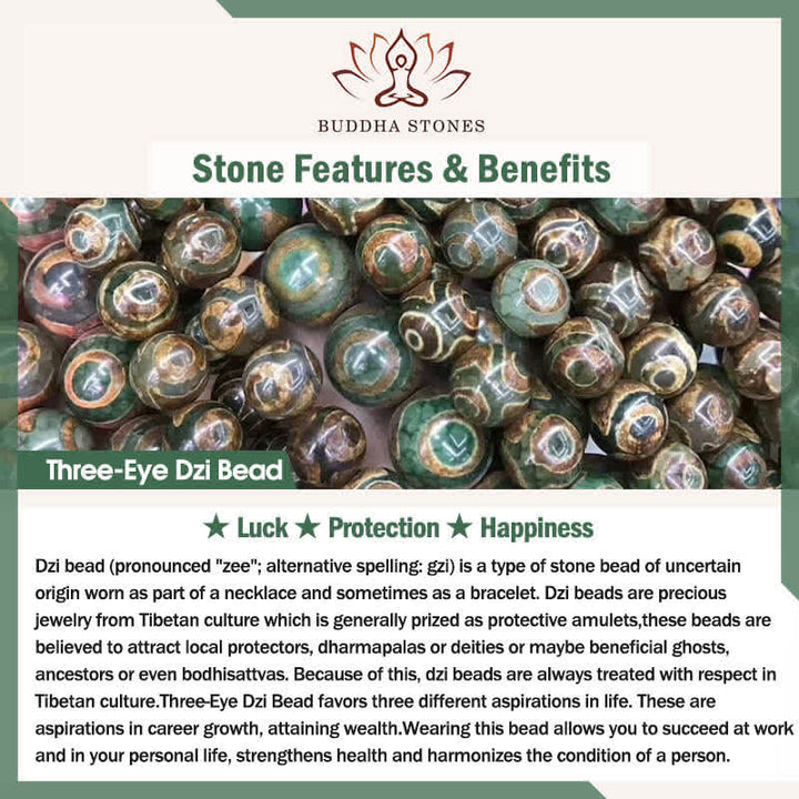 Buddha Stones Tibetaanse Dzi-kraal Vajra Drie-Oog Dzi-kraal Gevlochten Touw Ketting - image 6