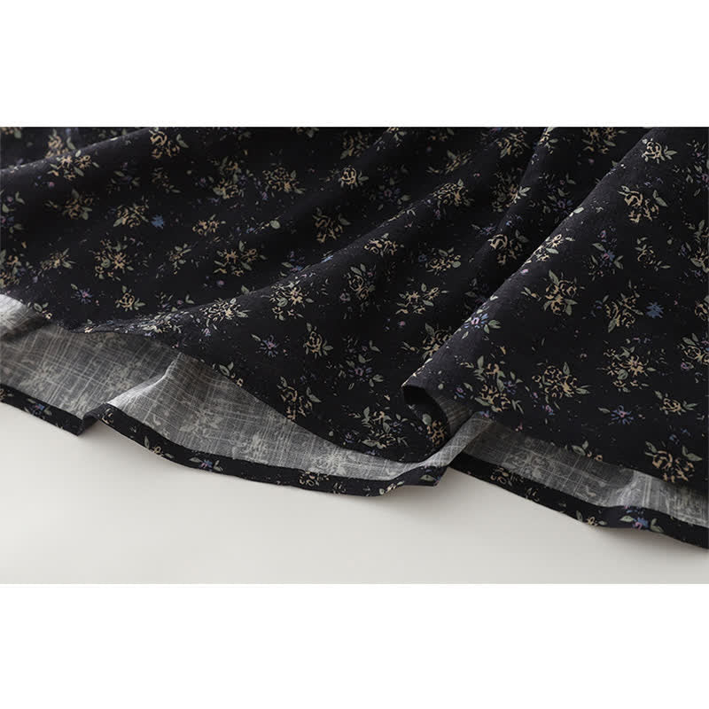 Buddha Stones Damesrok met bloemenprint, elastische Taille en ruches aan de zoom - image 7