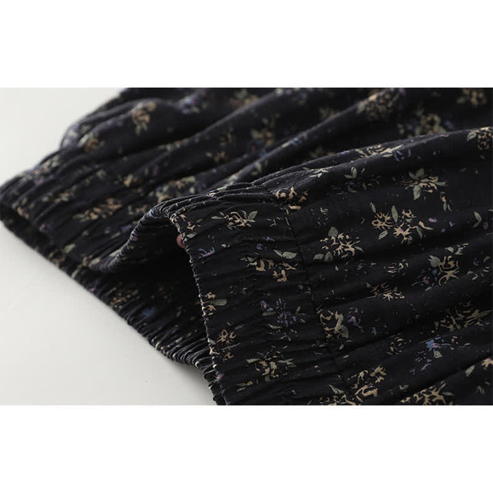 Buddha Stones Damesrok met bloemenprint, elastische Taille en ruches aan de zoom - image 6