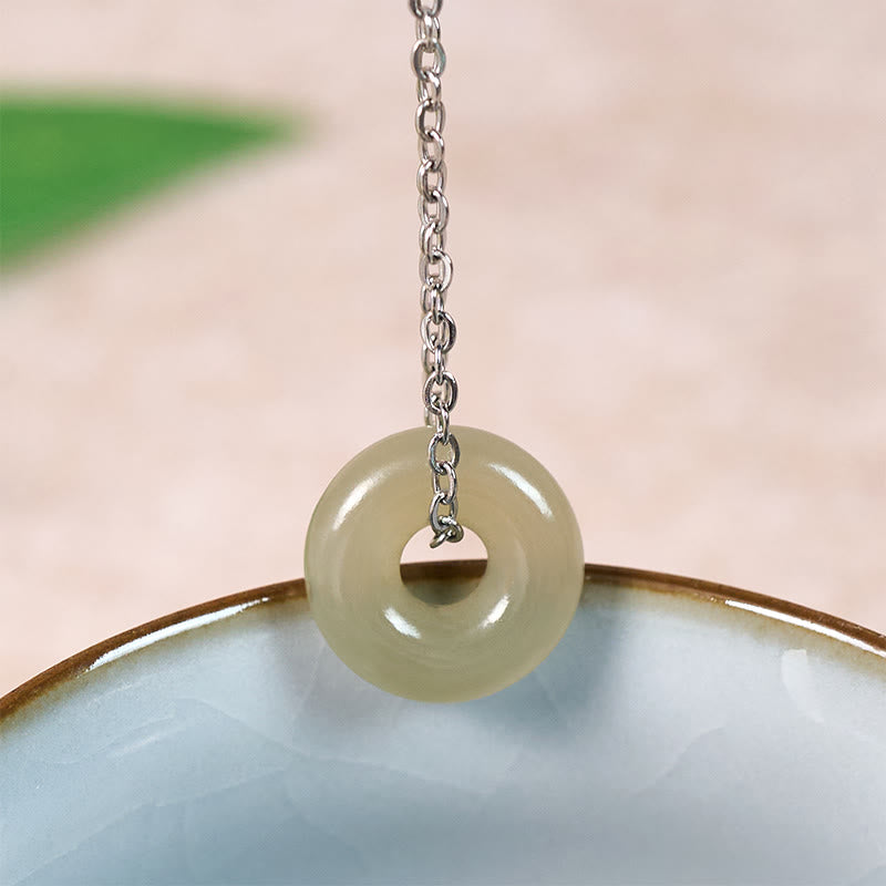 Buddha Stones Natuurlijke groene jade vredesgesp Ketting - Natuurlijke jade (kleur kan variëren) - Zilveren koperen ketting - image 9