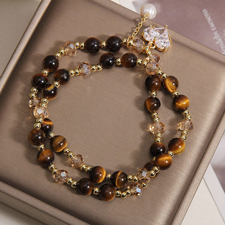Buddha Stones Natuurlijke tijgeroog liefdeshart dubbele Armband - image 3