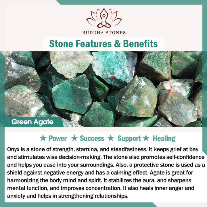 Buddha Stones Koperen Manchetarmband met groene agaat - image 6
