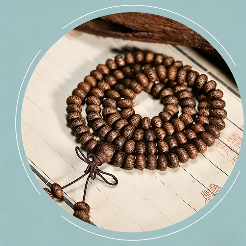 Buddha Stones Mala met 108 houten kralen met textuur voor een kalmerende energie - image 8