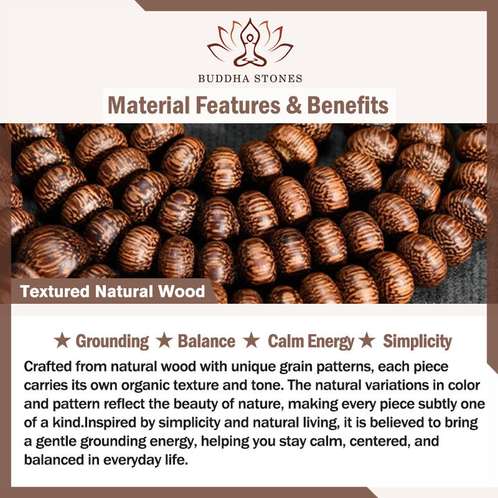 Buddha Stones Mala met 108 houten kralen met textuur voor een kalmerende energie - image 5