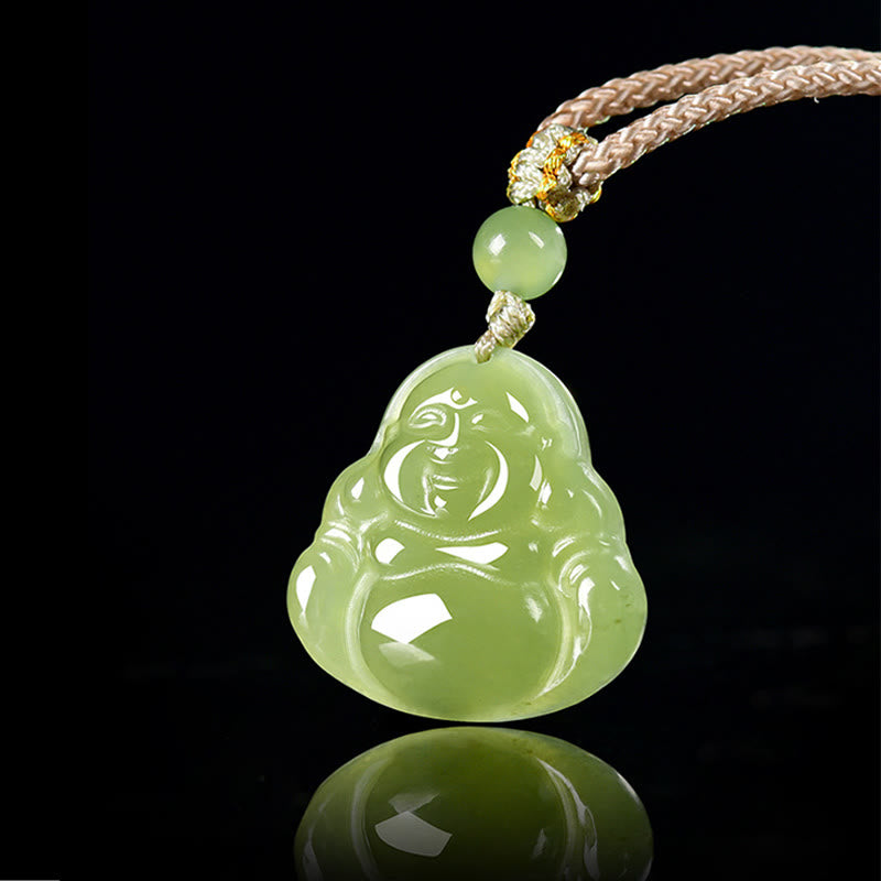 Buddha Stones Groene jade lachende Boeddha Ketting - image 1