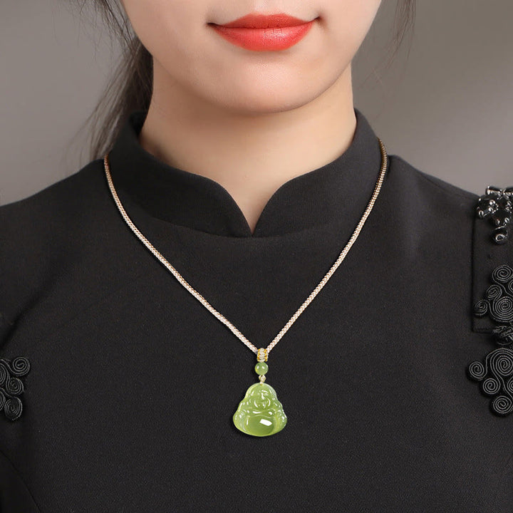 Buddha Stones Groene jade lachende Boeddha Ketting - image 9