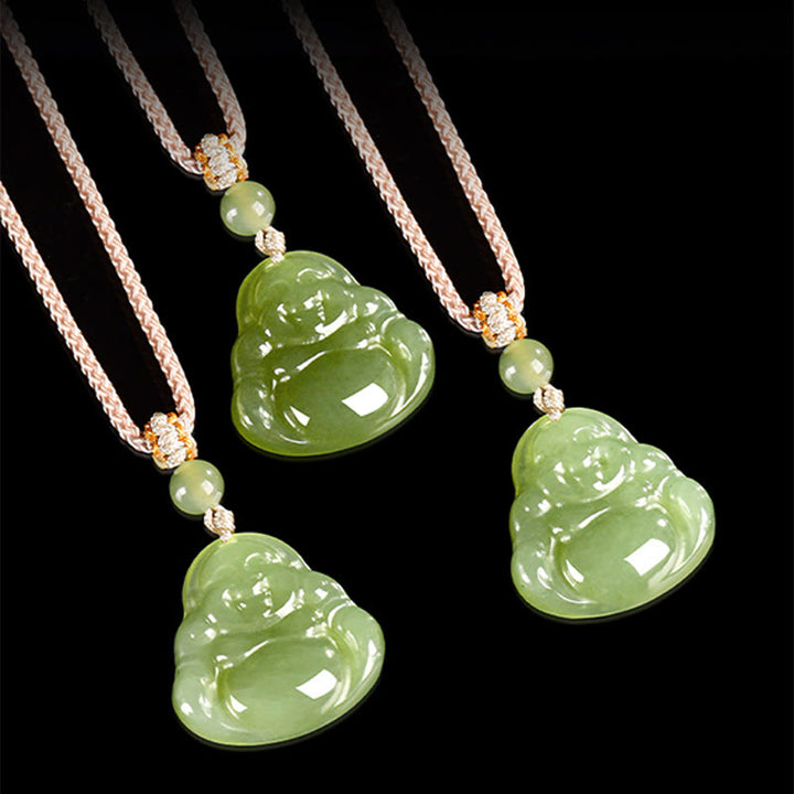 Buddha Stones Groene jade lachende Boeddha Ketting - image 4