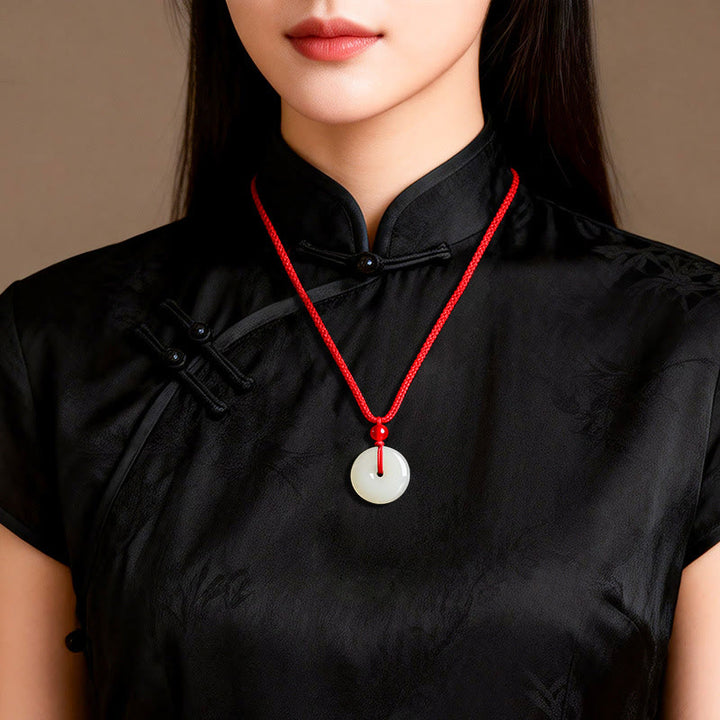 Buddha Stones Jade vredesgesp overvloed rode touw Ketting - image 9