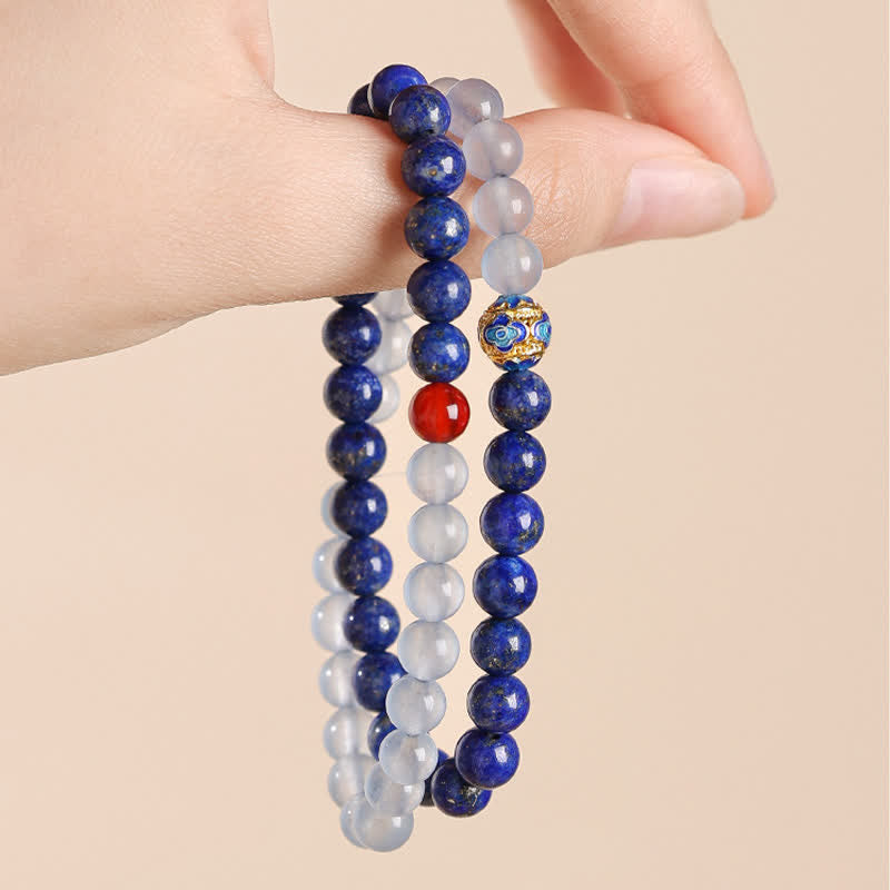 Buddha Stones Lapis Lazuli Aquamarijn Rode Agaat Dubbele Wikkeling Balance Armband - image 3