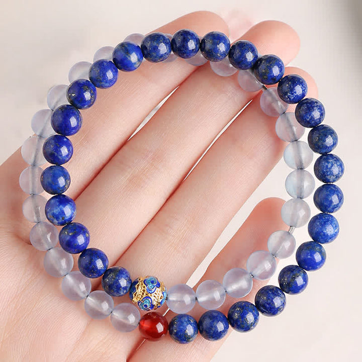 Buddha Stones Lapis Lazuli Aquamarijn Rode Agaat Dubbele Wikkeling Balance Armband - image 2