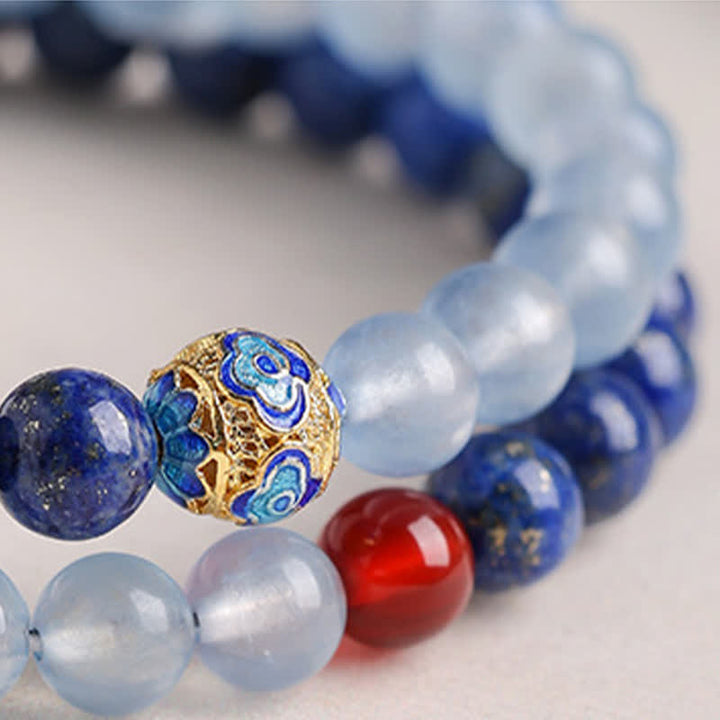 Buddha Stones Lapis Lazuli Aquamarijn Rode Agaat Dubbele Wikkeling Balance Armband - image 7