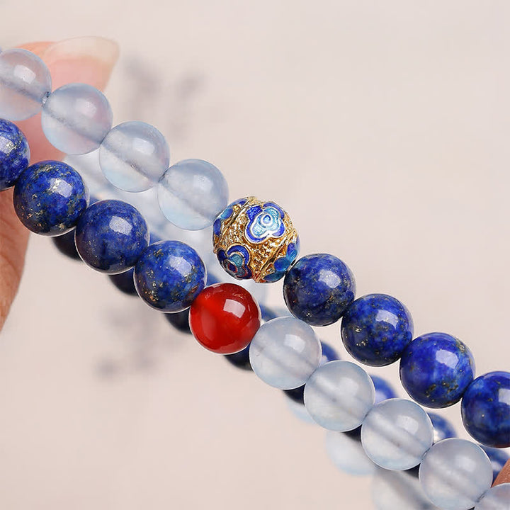 Buddha Stones Lapis Lazuli Aquamarijn Rode Agaat Dubbele Wikkeling Balance Armband - image 8