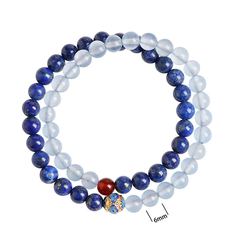 Buddha Stones Lapis Lazuli Aquamarijn Rode Agaat Dubbele Wikkeling Balance Armband - image 10
