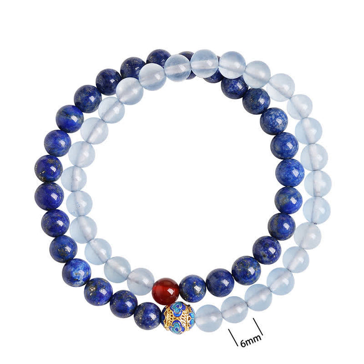 Buddha Stones Lapis Lazuli Aquamarijn Rode Agaat Dubbele Wikkeling Balance Armband - image 10