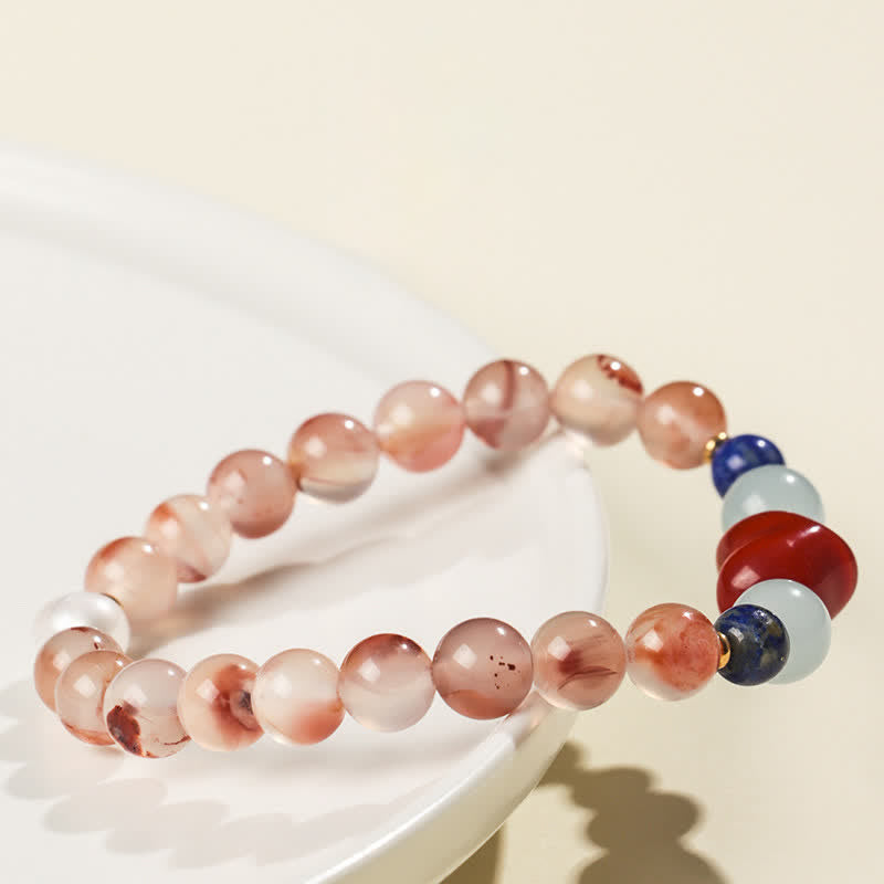 Buddha Stones Hartvormig ontwerp Zuid-rode agaat lapis lazuli Armband - image 4