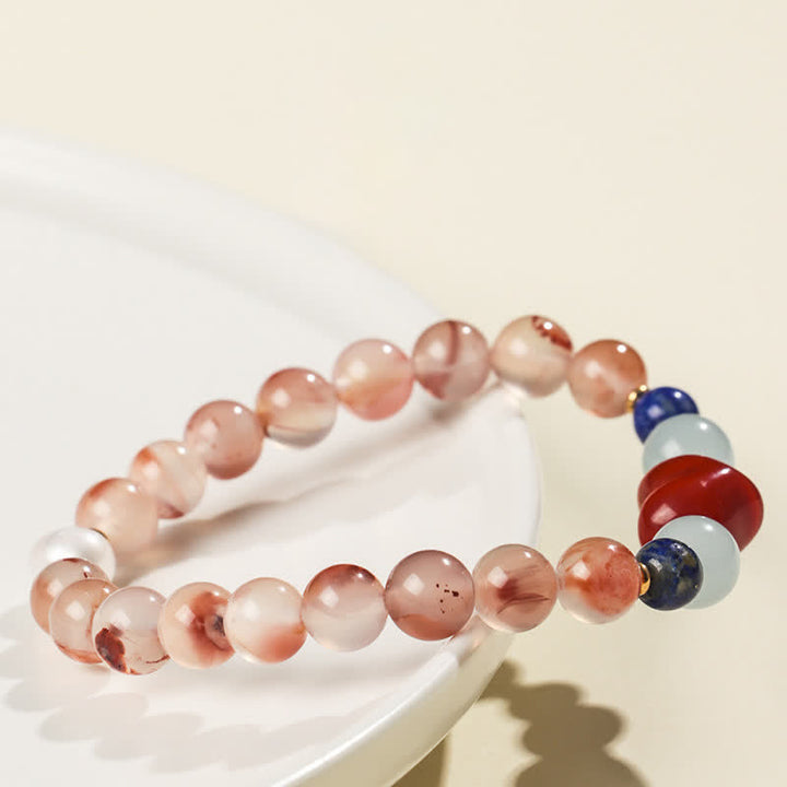 Buddha Stones Hartvormig ontwerp Zuid-rode agaat lapis lazuli Armband - image 4
