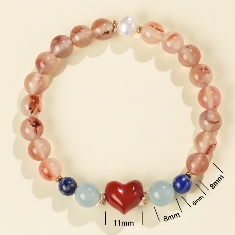 Buddha Stones Hartvormig ontwerp Zuid-rode agaat lapis lazuli Armband - image 1