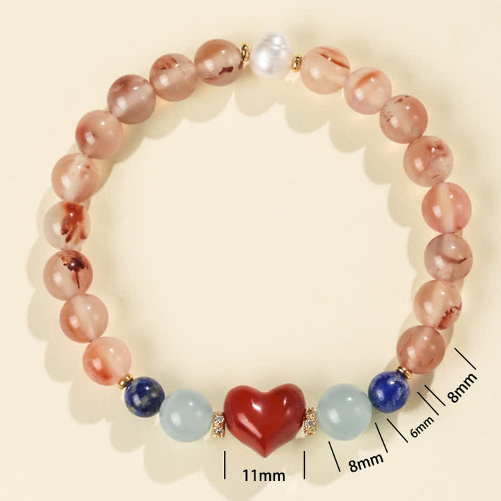 Buddha Stones Hartvormig ontwerp Zuid-rode agaat lapis lazuli Armband - image 1